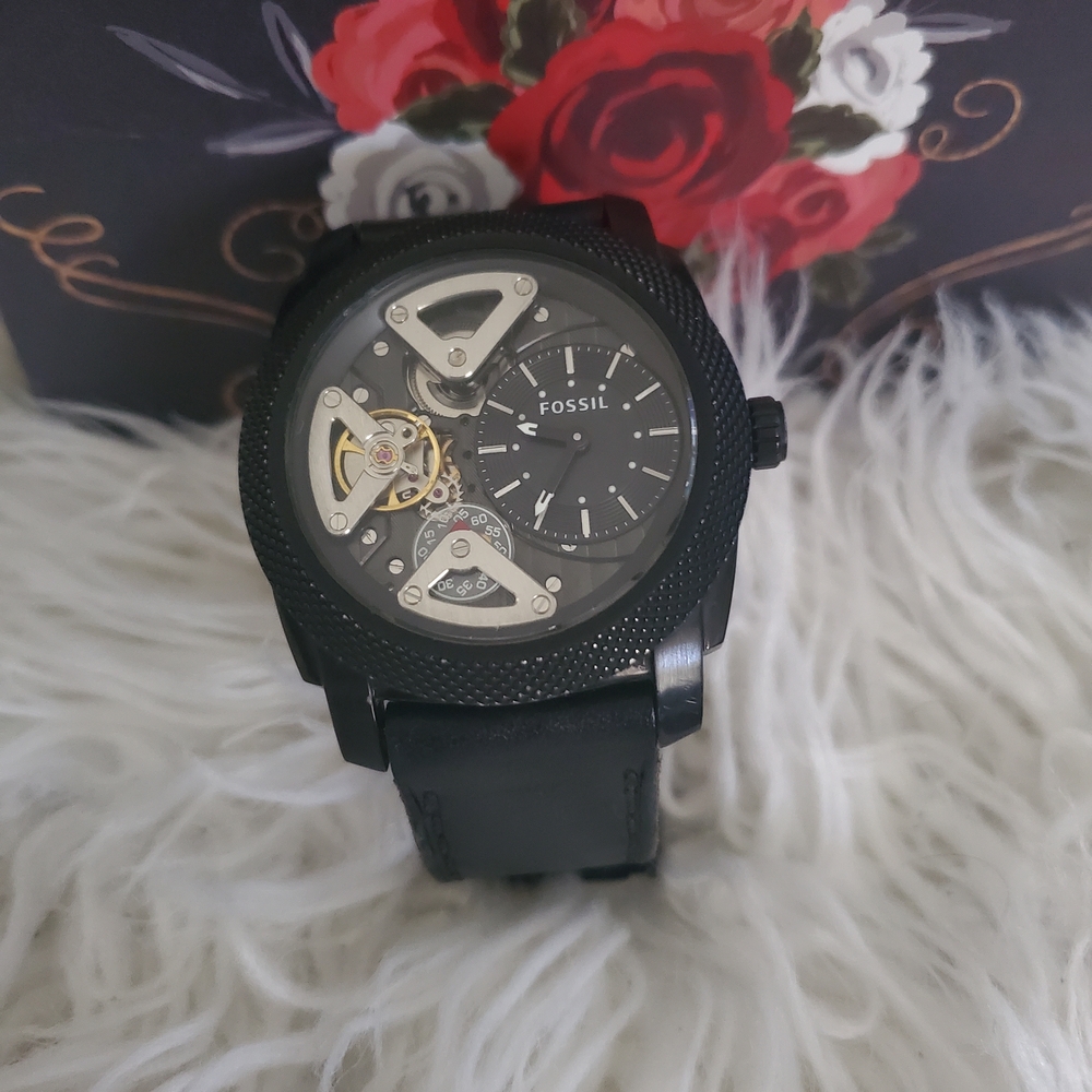 Fossil Black and Silver Skeleton Watch